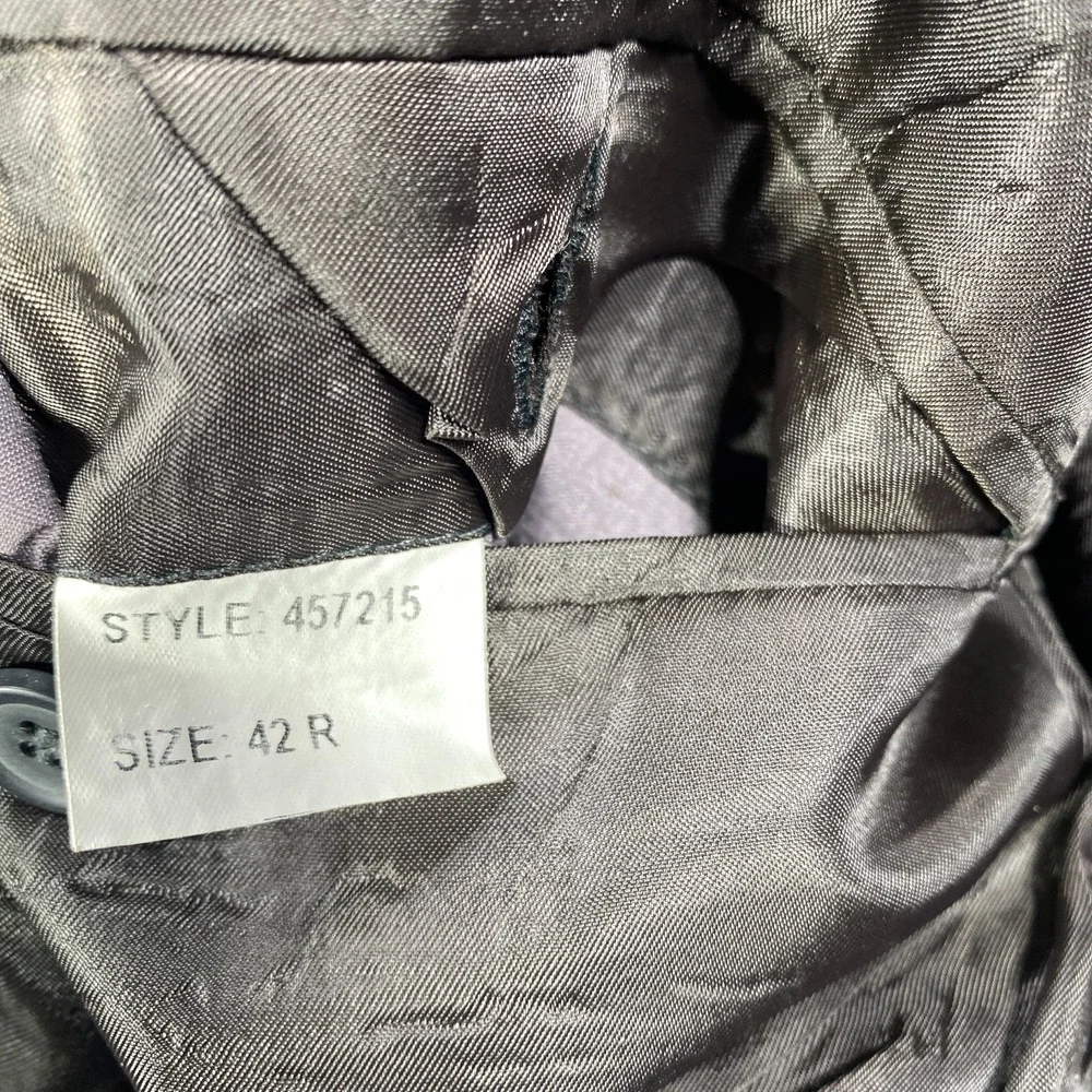 Oleg Cassini Blazer Mens 42R Gray Windowpane Wool Cashmere Blend Suit Jacket